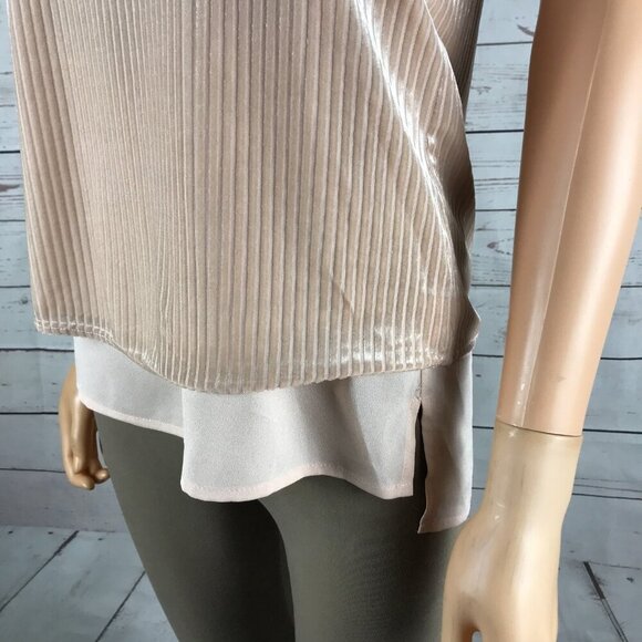 CALVIN KLEIN Blush Pink Velvet Layered Look Sleeveless Top NWT XS - Picture 3 of 7